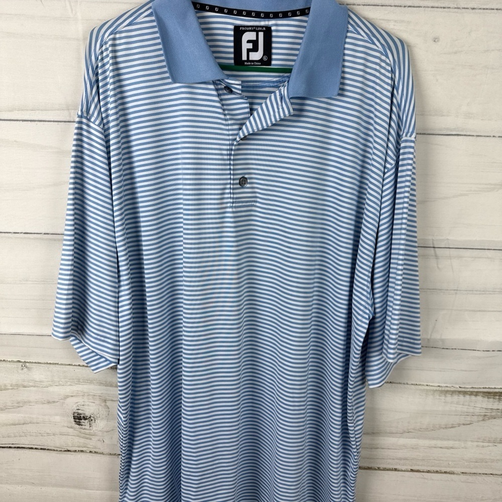 FootJoy Blue and White Striped Polo Shirt